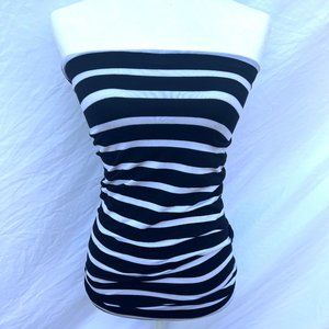 Black and White Striped Tube Top